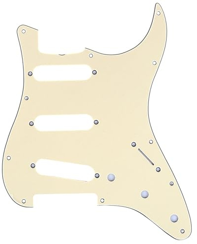 Musiclily Pro 11 Löcher SSS Vintage 62 Schlagbrett 3 lagig Crème | für American Strat 62 E-Gitarre