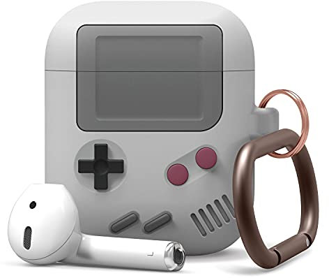 elago AW5 Case mit Karabiner Kompatibel mit AirPods Hülle 1 & 2 Ladecase - Design in der klassischen Handheld-Spielekonsole Schutzhülle, Patent Angemeldet (Grau)