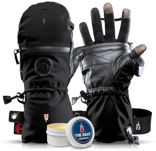 THE HEAT COMPANY - Heat 3 SMART – Die Handschuh Innovation – Handschuhe & Fäustlinge in Einem: Fäustling einfach umklappen - Handschuh Herren Winter & Damen, Skihandschuh, Wintersport, schwarz