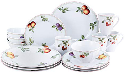 CreaTable, 16999, série Flora ORCHARD, service de table, service combiné 16 pièces