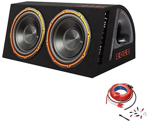 EDGE Subwoofer Enclosure And Amplifier Kit 12 in 1800 W Max Twin Active Car Audio Bass Box EDB12TA, IX-AK-100