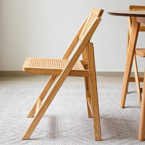 LIMHOME | FSC® Klappstuhl aus Holz und Wiener Geflecht/Holzstuhl mit Rattan/Holzklappstuhl für Esszimmer/Campingstuhl| Natural Farbe