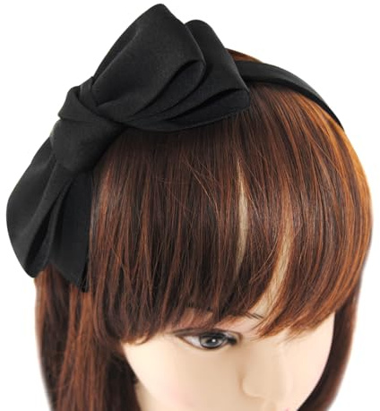 axy Haarreif mit große Schleife 14 cm x 7 cm - Wunderschön Damen Stirnband Haarschmuck Haarreifen HRS3 (Schwarz)