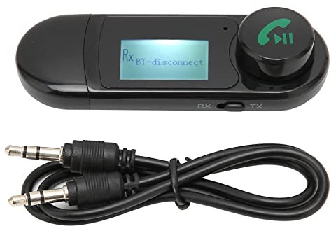 Trasmettitore e Ricevitore Bluetooth 5.0 con Display LCD, Trasmettitore Bluetooth per TV, Adattatore Bluetooth per Visualizzazione Portatile 2 in 1, Jack AUX Stereo da 3,5 Mm per PC, TV, Altoparlante