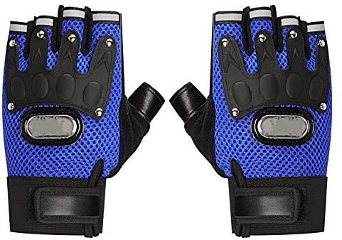 AfinderDE Kinder Jungen Mädchen Fingerhandschuhe Fingerlos Halbfinger Radfahren Handschuhe PU Leder Fahrradhandschuhe Sporthandschuhe Skatehandschuhe