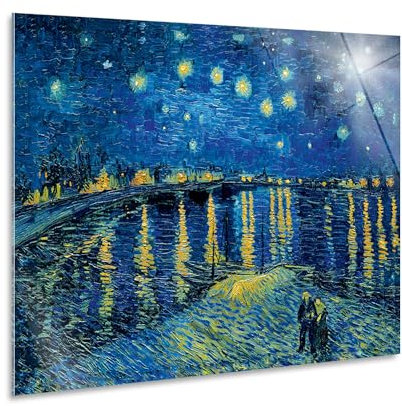 Giallobus - Cuadro - Vincent Van Gogh - Noche estrellada sobre el Ródano - Vidrio acrílico - 140x100 - Listo para colgar - Cuadros modernos para el hogar