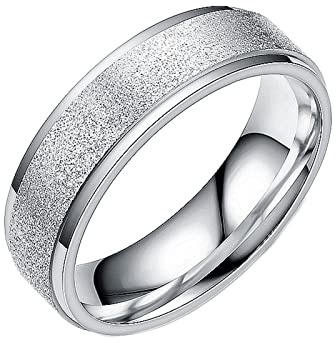 Epinki Eheringe Breit 6MM, Silber Bandring Damenring Matt Edelstahl Ringe für Frauen, Gr.62 (19.7)
