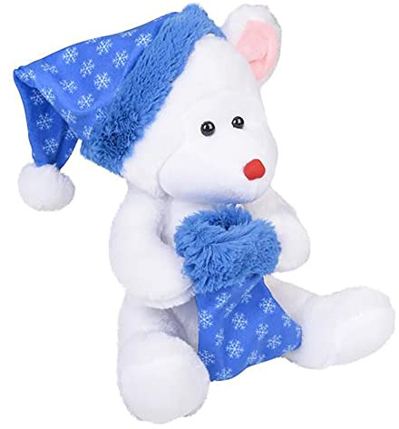 The Dreidel Company Christmas Santa Bear Carrying A Boot, Plush Belly Buddy, 9.5 Inch Plush Stuffed, Super Soft and Cuddly Toy, Classroom Decorations, Boys and Girls (Christmas Bear #1
