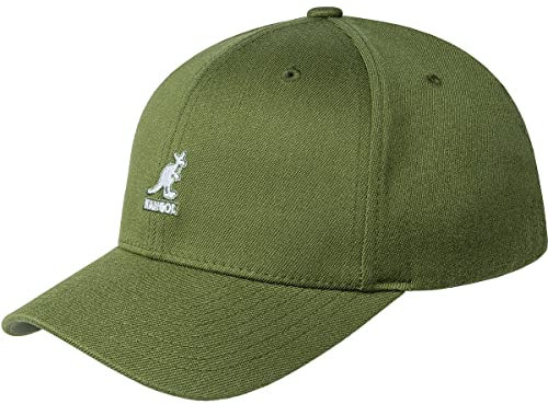 Kangol Wool Flexfit Cap Baseballcap Basecap Fullcap Wollcap Fitted (S/M (54-57 cm) - Oliv)