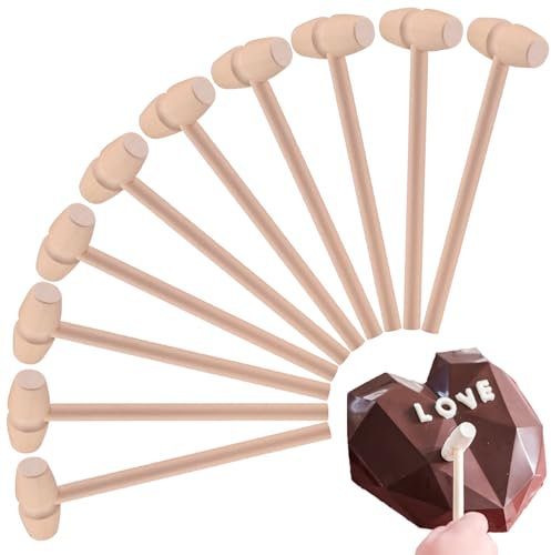 24 Pcs Mini Wooden Hammer for Chocolate Breakable Heart, Seafood Shellfish Crab Lobster Cracking Tool, Small Solid Hardwood Mallet, Craft Tool, Party Game Props