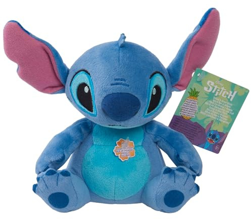 Just Play Peluche con Sonido y Aroma Stitch de Disney, de 15 cm, Color Azul, Extraterrestre, Juguetes para niños a Partir de 2 años