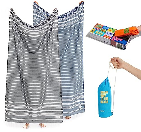 Luum® Telo mare XXL per hammam, asciugamano da sauna, asciugamano da yoga, asciugamano da spiaggia, asciugamano da sauna, asciugamano da viaggio, pestemal turco, uomo e donna, antracite/blu navy