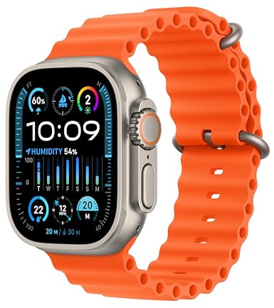 Apple Watch Ultra 2 [GPS + Cellular 49mm] Smartwatch with Rugged Titanium Case & Orange Ocean Band. Fitness Tracker, Precision GPS, Action Button, Extra-Long Battery Life, Bright Retina Display