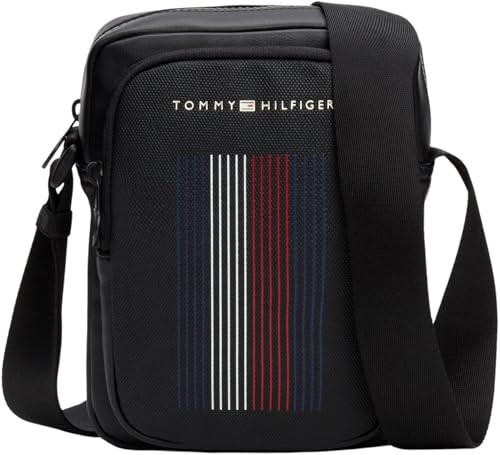 Tommy Hilfiger Herren Umhängetasche Mini Reporter Klein mit Reißverschluss, Schwarz (Black), Einheitsgröße