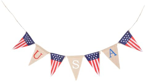 TOPBATHY Unabhängigkeitstag Dekorationen 2m Usa Flagge Farbe Sackleinen Dreieck Flagge Girlande Für Party