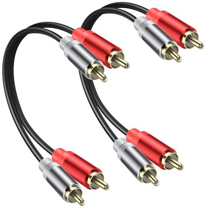JSADZKJ 2RCA-Video-Verlängerungskabel 2RCA-Männlich auf 2RCA-Männlich Kurzes Subwoofer-Kabel 2RCA auf 2RCA-Kabel Stereo-Audiokabel für HDTV-System-Lautsprecher und DVD (2 Stück)