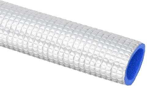 PATIKIL 6.6Ft Pipe Insulation Foam Tubing, 1-1/4(32mm) ID 1-3/4(44mm) OD Heat Preservation Foam Tube Cover Wrap with Aluminum Foil for AC Unit Air Conditioner Water Pipe, Silver Blue