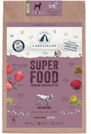 Lakefields SUPERFOOD | Premium Welpenfutter trocken | 61% Rind | 1 x 2,5kg | Getreidefreies Trockenfutter für Welpen | Mit Löwenzahn, Leinsamen & Roter Beete | Von Tierärzten entwickelt