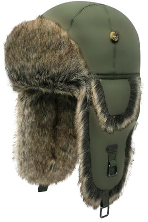 Alkaidstar Unisex Fliegermütze Rib Bomber Aviator Pilot Hat Faux Fellmütze Winter Russische Mütze Herren Bomber Hut Fliegermütze Erwachsenen Wintermütze Ohrenschützer