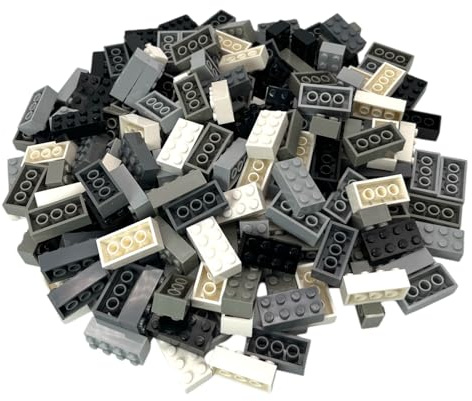 Q-Bricks Classic Bausteine-Bauset | 2x4 Steine gemischt | 200 Bausteine in 5 Farben | Kompatibel mit Allen Großen Marken | Hergestellt in der EU