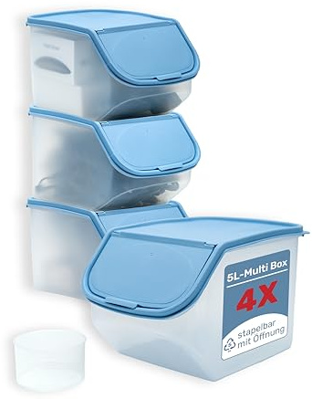 LONESTAR Pick-Box 5L, 2er-Set, stapelbare Aufbewahrungsboxen mit Deckel & Klappe, robuste Kunststoffboxen, 5 Liter Fassungsvermögen, ideal für Kleinteile, abnehmbarer & verschließbarer Deckeln