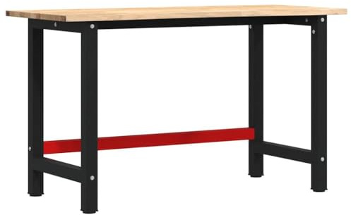 vidaXL Werkbank 140x60x81,5 cm Massivholz Eiche, Arbeitstisch, Werkzeugbank, Werkbank Massivholz, Werktisch, Werkbank Holz, Werkbank Metall