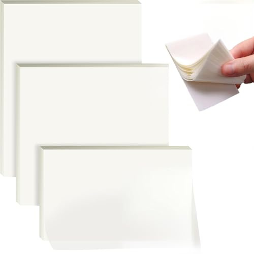 Lxtness 300 Blätter Transparente Haftnotizen, Wasserfest, Wiederbeschreibbar, 9.5x7.0 cm, 7.6x7.6 cm, 7.6x5.1 cm, 6 Packungen à 50 Stück