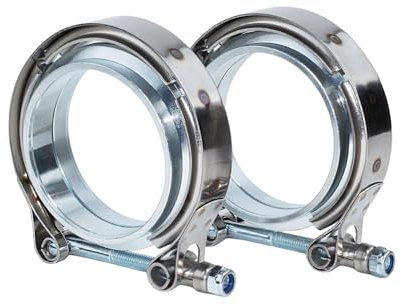 V-Band 4.0 Stainless Steel Male Flange Clamp 2pcs Exhaust Clamp Exhaust Pipe Repair Kit Exhaust Flange Muffler Clamp