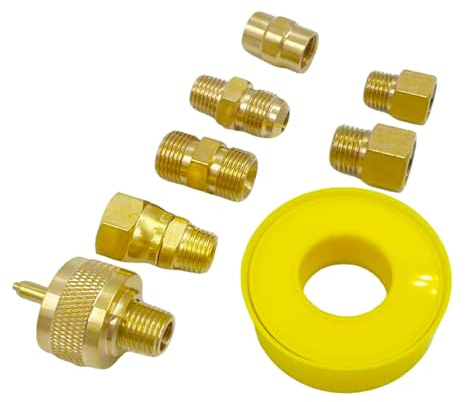 MENSI Kit convertisseur de bouteille de gaz propane pour chalumeau de mauvaises herbes, raccord de 0,5 kg avec NPT 3/8, NPT 6,35 mm, M12 x 1,25, raccord évasé à boule 6,35 mm, adaptateurs de pièces