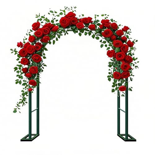 Rosenbogen Rankhilfe Gartenbogen, Stabil Metall Rankbogen Rosenhilfe, 120 140 180 200 220 240 cm Rosen Torbogen für Kletterpflanzen, Rankgitter Spalier Für Hochzeit, Garten, Balkon(Grün,W80 X H220cm)