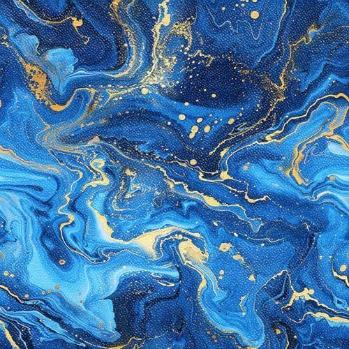 HOMETITUTE 10PCS 12x12 Inch Blue Marble Swirl Peel and Stick Floor Tiles Removable Self Adhesive Vinyl Flooring Stickers with Gold Texture for Bathroom Kitchen Wall Decor