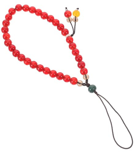 EXCEART Breloque de Téléphone en Perles pour Filles Dragonne de Téléphone Cordon en Agate Naturelle Accessoire Élégant Court pour Smartphones Couleur Rouge