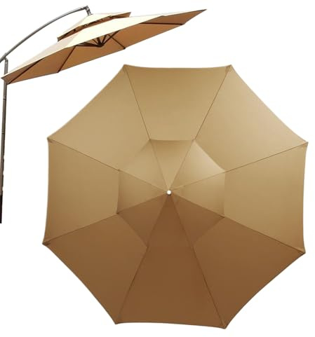 Nybhyjka Ombrello di ricambio per baldacchino, parasole di ricambio per patio, antivento, a doppio strato, per spiaggia, piscina, cortile, balcone, cortile, giardino, picnic, cachi, 2.7