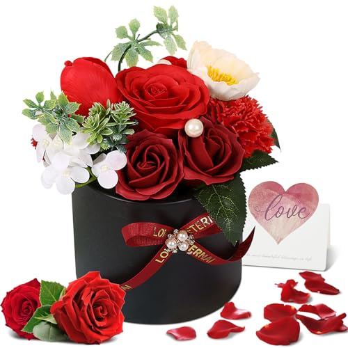 Cyiecw Ewige Rosen Geschenkbox - Parfümierte Konservierte Infinity Rosen für Frauen, Romantisches Geschenk für Muttertag Valentinstag Geburtstag Jubiläum (Rot)
