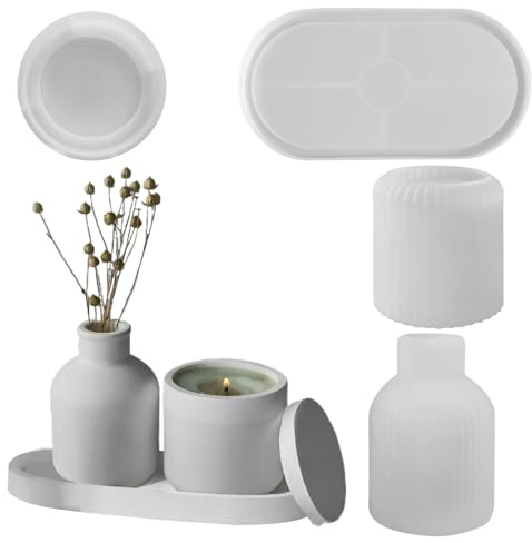 4 Piezas Moldes Para Macetas De Silicona, Molde De Jarrón De Plantador Reutilizables, Moldes Suculentas, Hacer Macetas De Yeso Y Cemento Para Portavelas, Titular De Bolígrafos Y Decor De Escritorio