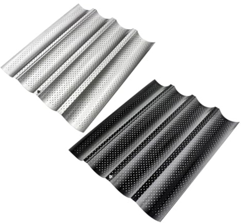 COLLBATH Moule à Pain Perforé Antiadhésif Pour Cuisson De Pain Français Plateau De Cuisson Four
