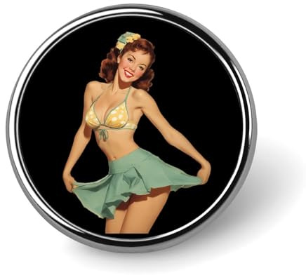 Pin-up-Anstecknadeln für Damen, sexy, rund, mit Knopf, Brosche, Anstecknadel, Accessoires für Damen und Herren