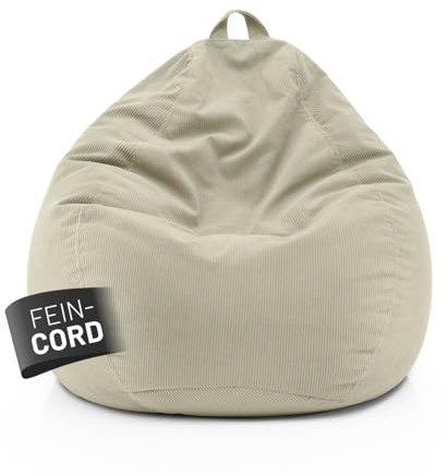 Lumaland Comfort Line Sitzsack Feincord XL - 250 L | bequemer Sofa Sessel Cord – ideal zum Pouf | EPS Perlen Bean Bag mit Füllung | Indoor Sitzsessel - waschbar | Liegesack für Erwachsene & Teenager