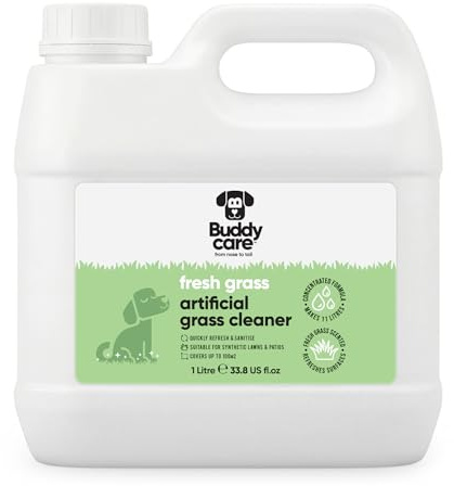 Buddycare Artificial Grass Cleaner Concentrate - Fresh Grass Scent - 1L - Outdoor Surface Cleaner for Synthetic Lawns & Patios, Fast Acting Odour Remover & Sanitiser, Makes 11L, Covers up to 100m²