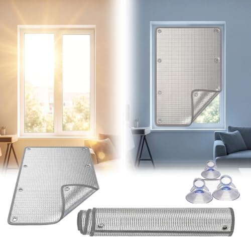 Réutilisable Film Isolation Thermique en Aluminium Réfléchissant pour Fenêtre avec Ventouses, Film Anti Chaleur Fenetre 9mm, Occultant Opaque Anti Regard - Salle de Bain/camping-car，50*50cm