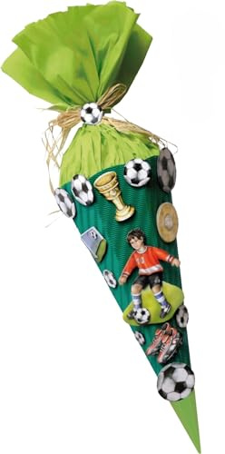 Prell Schultüte Bastelset Fußball Fußballer - Zuckertüte - aus 3D Wellpappe, 68cm hoch, mit XXL 3D Stickern