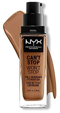 NYX Professional Makeup Can't Stop Won't Stop Full Coverage Foundation, Langanhaltend, Wasserfest, Vegane Formel, Mattierter Teint, Farbton: Warm caramel