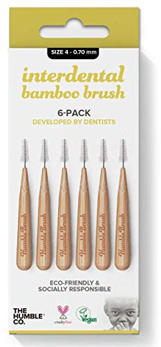 Humble Interdental Brush Bambus- Interdentalbürsten - Size 4-0.70 mm - gelb - 4er Pack (4 x 6 Stk)