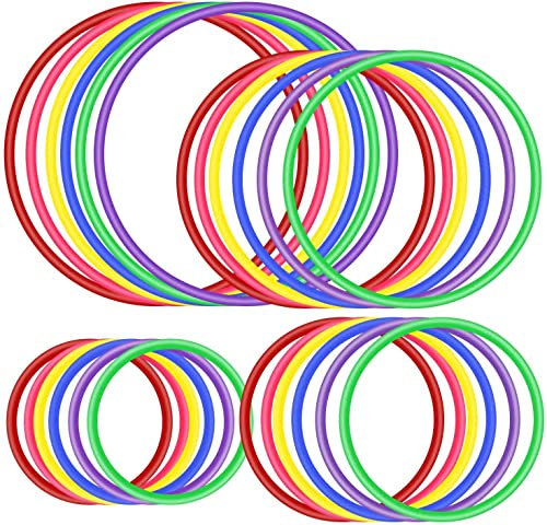 OOTSR 24 stücke Kunststoff Toss Ringe Set für Ring Toss Spiel, Drinnen draußen Kinder Target Übungsspiele, Party Favor Spiele, Karneval, Garten, Hinterhof, Game Booth (4 Größen, 6 Farben)
