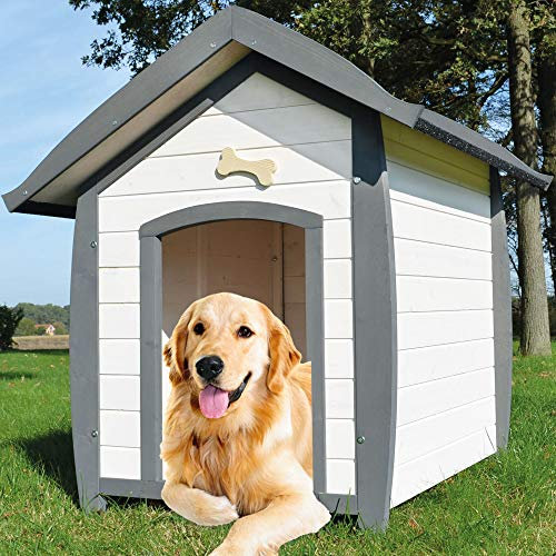 zooprinz wetterfeste Hundehütte Bella - aus massivem Holz - perfekt für draußen - mit umweltfreundlicher Farbe gestrichen in modernen Farben - 3 Größen zur Wahl