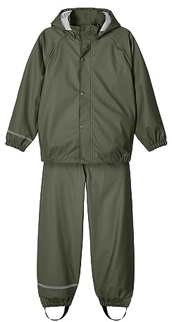 NAME IT Nkndry Rain Set Noos Traje de lluvia Unisex niños, Verde (Thyme), 86