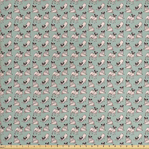 ABAKUHAUS Mops Stoff als Meterware, Sitzen Dehnen Hund, Qualitäts Stoff Dekorativer Polster Heimtextilienstoff, 2M (148x200cm),Türkis