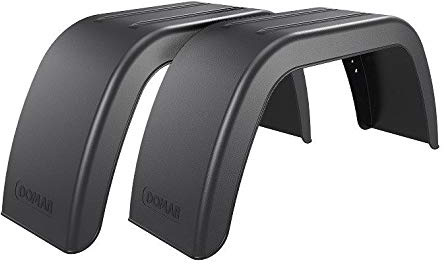 DOMAR Kotflügel Set mit Montagelöchern für Pkw-Anhänger, für 13 und 14 Zoll. Flache Kunststoff-Radkästen, 660 x 190 mm, 2 Stück. Stabile Schutzbleche für den Autoanhänger.