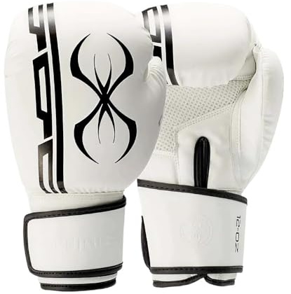 STING Armaplus - Guantes de boxeo, material T3 que absorbe los golpes con núcleo de alto flujo, ideales para boxeo, artes marciales mixtas y Muay Thai, 16 onzas, blanco, hombres y mujeres