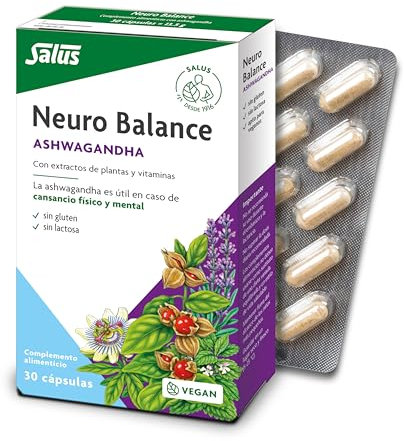 Salus - Neuro Balance Suplemento, 30 Cápsulas, Contribuye al Buen Funcionamiento del Sistema Nervioso - Elaborado a Base de Ashwagandha, Melisa y Vitaminas B1, B2, B5, B6 y B12